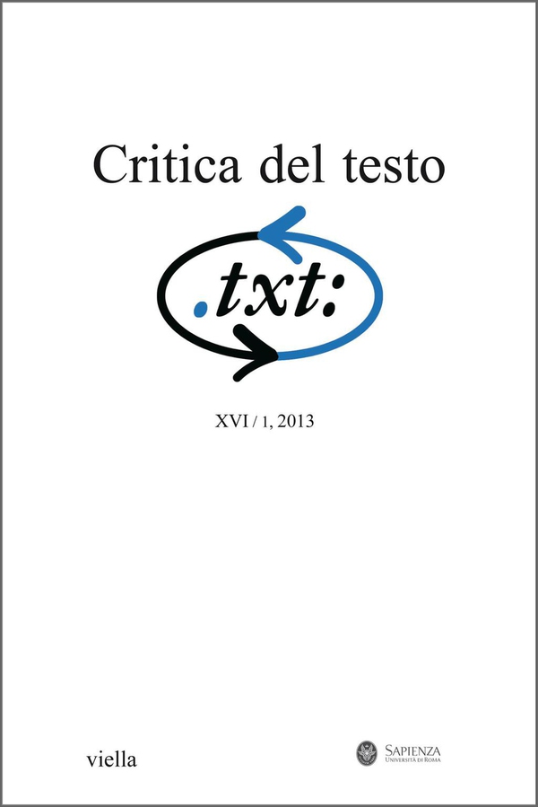Critica del testo (2013) Vol. 16/1 - Librerie.coop Critica del testo (2013) Vol. 16/1 - Librerie.coop