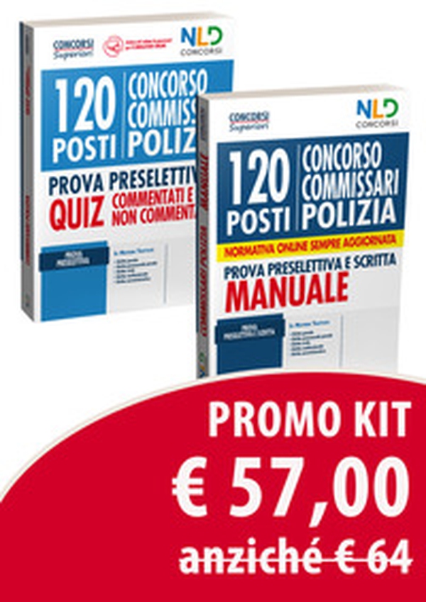 Kit concorso 120 posti Commissario Polizia Di Stato. Manuale completo per la prova preselettiva e scritta-Quiz completo per la prova preselettiva. Quiz commentati e non commentati - Librerie.coop Kit concorso 120 posti Commissario Polizia Di Stato. Manuale completo per la prova preselettiva e scritta-Quiz completo per la prova preselettiva. Quiz commentati e non commentati - Librerie.coop