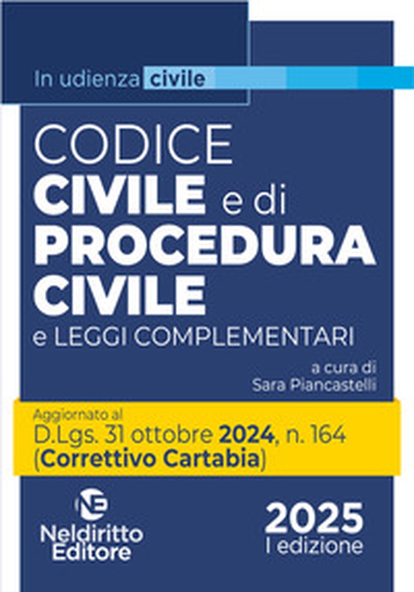 Codice civile e di procedura civile aggiornato al Decreto Correttivo Cartabia D.Lgs. 31 ottobre 2024, n. 164 - Librerie.coop Codice civile e di procedura civile aggiornato al Decreto Correttivo Cartabia D.Lgs. 31 ottobre 2024, n. 164 - Librerie.coop