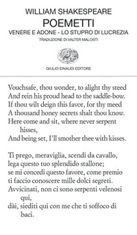 Poemetti: Venere e Adone-Lo stupro di Lucrezia. Testo inglese a fronte - Librerie.coop
