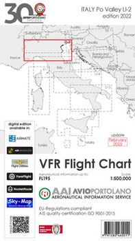 Avioportolano. VFR flight chart LI 2 Italy Po valley. ICAO annex 4 - EU-Regulations compliant. Ediz. italiana e inglese - Librerie.coop