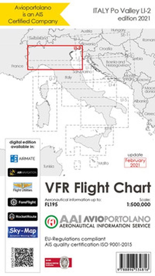 Avioportolano. VFR flight chart LI 2 Italy Po valley. ICAO annex 4 - EU-Regulations compliant. Ediz. italiana e inglese - Librerie.coop Avioportolano. VFR flight chart LI 2 Italy Po valley. ICAO annex 4 - EU-Regulations compliant. Ediz. italiana e inglese - Librerie.coop