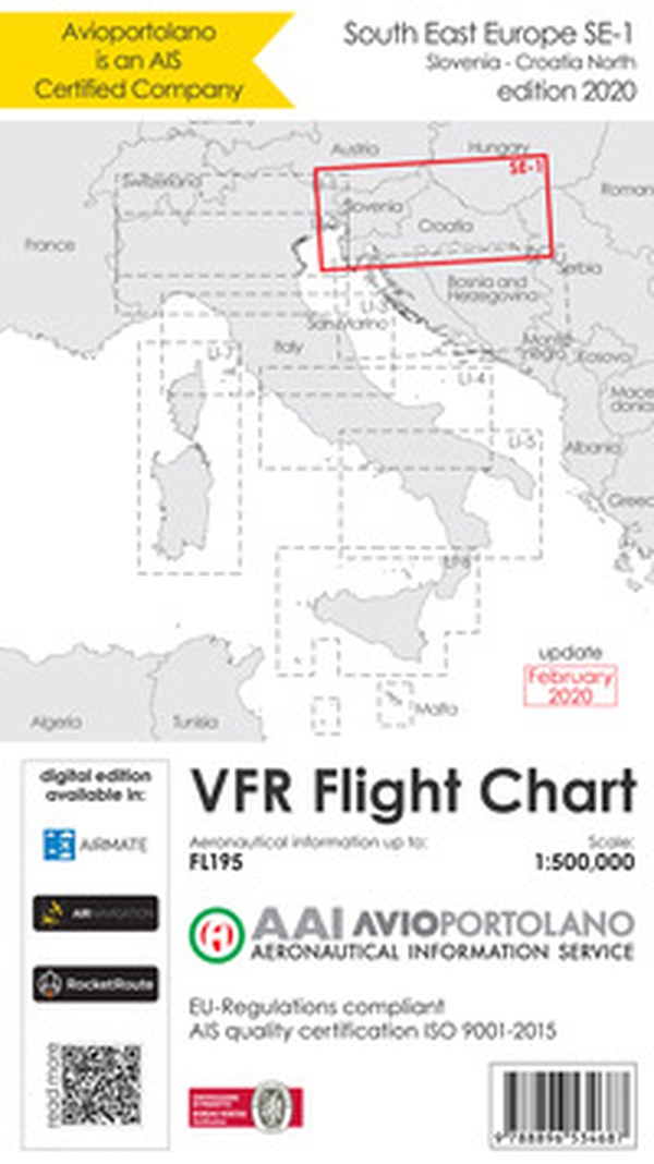 Avioportolano. VFR flight chart SE 1. South East Europe. Slovenia, Croatia north. ICAO annex 4 - EU-Regulations compliant. Ediz. italiana e inglese - Librerie.coop Avioportolano. VFR flight chart SE 1. South East Europe. Slovenia, Croatia north. ICAO annex 4 - EU-Regulations compliant. Ediz. italiana e inglese - Librerie.coop