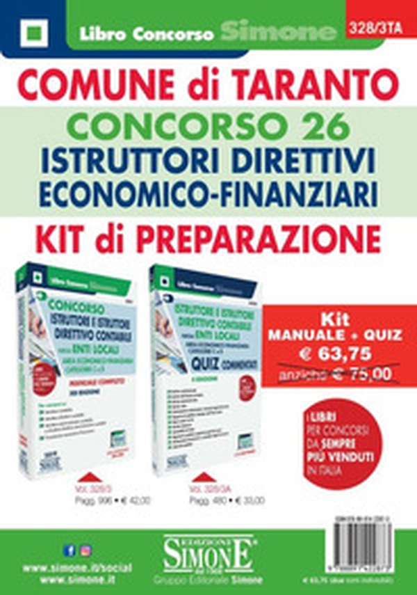 Comune di Taranto. Concorso 26 istruttori direttivi economico-finanziari. Kit di preparazione. Manuale + quiz - Librerie.coop Comune di Taranto. Concorso 26 istruttori direttivi economico-finanziari. Kit di preparazione. Manuale + quiz - Librerie.coop