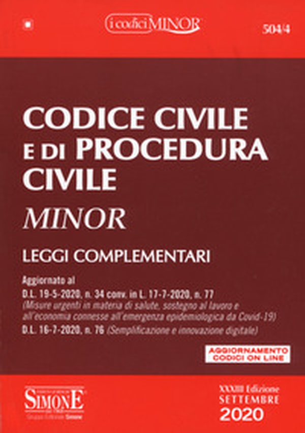 Codice civile e di procedura civile. Leggi complementari. Ediz. minor - Librerie.coop Codice civile e di procedura civile. Leggi complementari. Ediz. minor - Librerie.coop