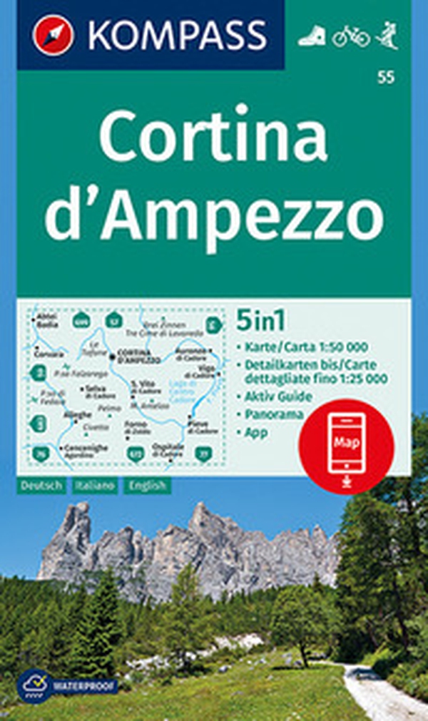 Carta escursionistica n. 55. Cortina d'Ampezzo 1:50.000. Ediz. italiana, tedesca e inglese - Librerie.coop Carta escursionistica n. 55. Cortina d'Ampezzo 1:50.000. Ediz. italiana, tedesca e inglese - Librerie.coop