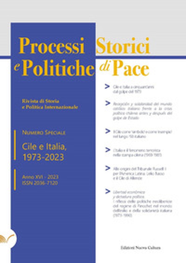 Processi storici e politiche di pace. Numero speciale Cile e Italia, 1973-2023 - Librerie.coop Processi storici e politiche di pace. Numero speciale Cile e Italia, 1973-2023 - Librerie.coop