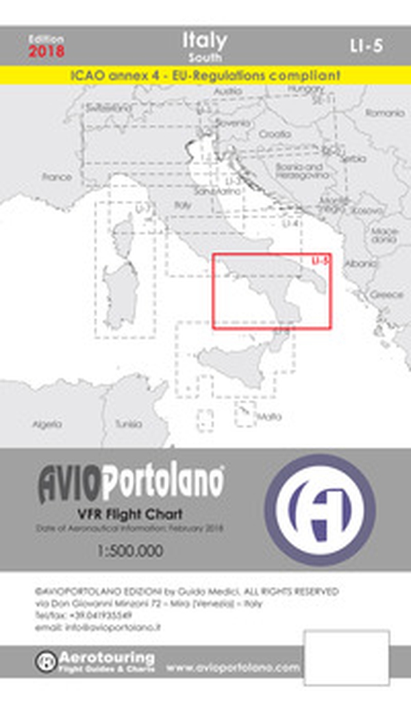 Avioportolano. VFR flight chart LI 5 Italy south. ICAO annex 4 - EU-Regulations compliant. Ediz. italiana e inglese - Librerie.coop Avioportolano. VFR flight chart LI 5 Italy south. ICAO annex 4 - EU-Regulations compliant. Ediz. italiana e inglese - Librerie.coop