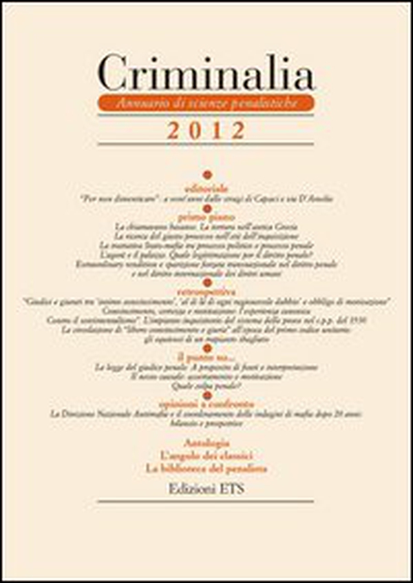 Criminalia. Annuario di scienze penalistiche - Vol. 7 - Librerie.coop Criminalia. Annuario di scienze penalistiche - Vol. 7 - Librerie.coop