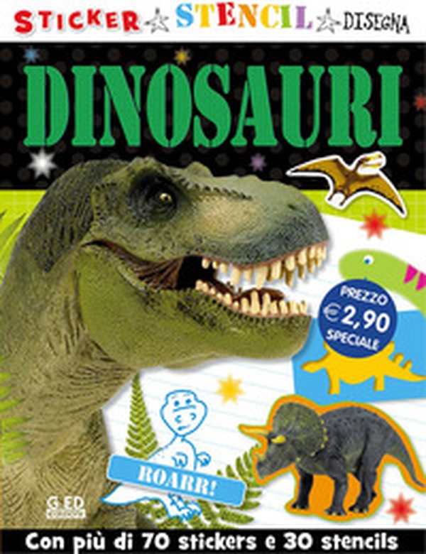 Dinosauri. Stickers stencil disegna - Librerie.coop Dinosauri. Stickers stencil disegna - Librerie.coop