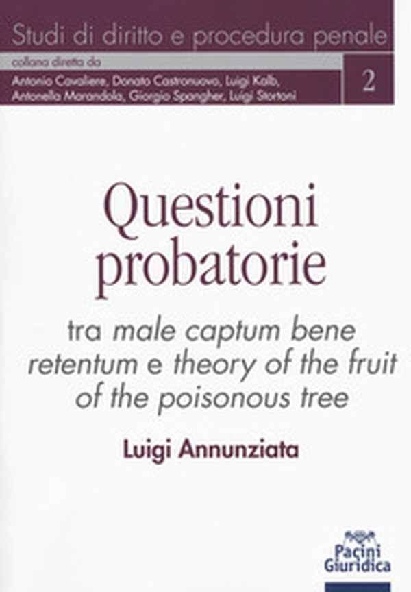 Questioni probatorie. Tra male captum bene retentum e theory of the fruit of the poisonous tree - Librerie.coop Questioni probatorie. Tra male captum bene retentum e theory of the fruit of the poisonous tree - Librerie.coop