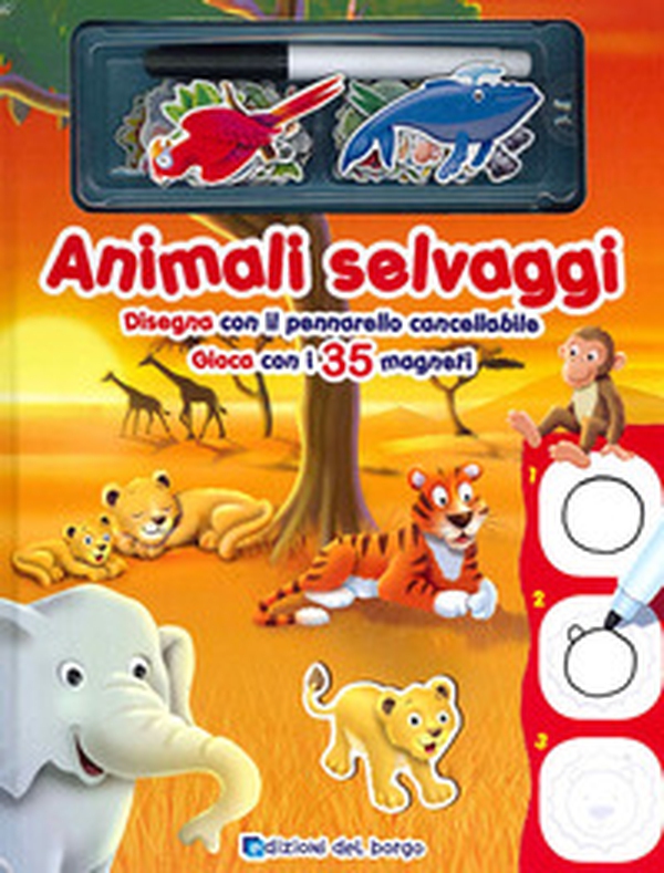Animali selvaggi. Disegna con il pennarello cancellabile. Gioca con i 35 magneti - Librerie.coop Animali selvaggi. Disegna con il pennarello cancellabile. Gioca con i 35 magneti - Librerie.coop