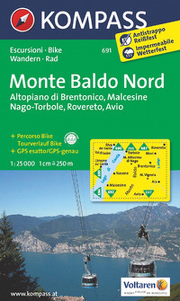 Carta escursionistica n. 691. Monte Baldo Nord, Altopiano di Brentonico, Malcesine, Nago-Torbole, Rovereto, Avio 1:25.000 - Librerie.coop Carta escursionistica n. 691. Monte Baldo Nord, Altopiano di Brentonico, Malcesine, Nago-Torbole, Rovereto, Avio 1:25.000 - Librerie.coop