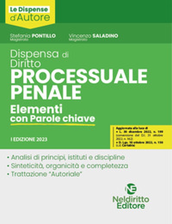 Dispensa di diritto processuale penale. Elementi con parole chiave - Librerie.coop Dispensa di diritto processuale penale. Elementi con parole chiave - Librerie.coop