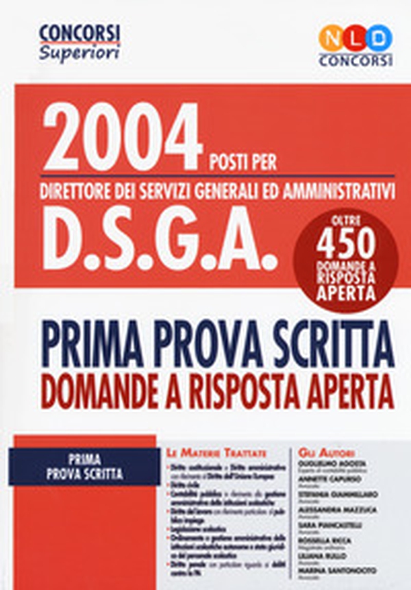 2004 DSGA. Prima prova scritta. Domande a risposta aperta - Librerie.coop 2004 DSGA. Prima prova scritta. Domande a risposta aperta - Librerie.coop