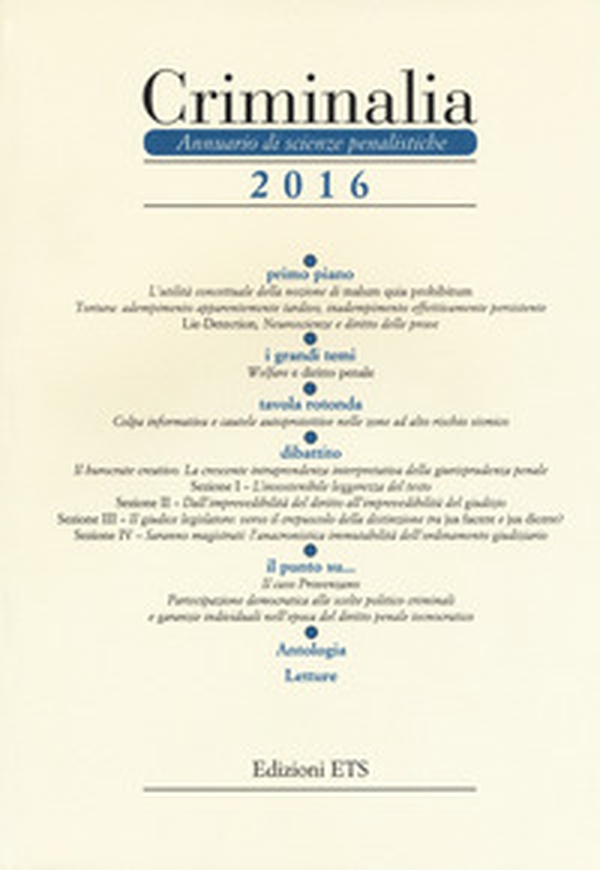 Criminalia. Annuario di scienze penalistiche - Vol. 11 - Librerie.coop Criminalia. Annuario di scienze penalistiche - Vol. 11 - Librerie.coop