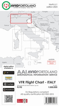 Avioportolano. VFR flight chart LI 1 Italy north. ICAO annex 4 - EU-Regulations compliant - Librerie.coop