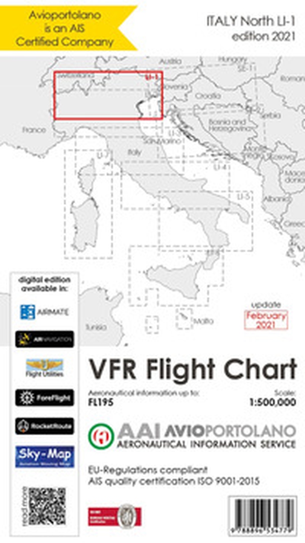 Avioportolano. VFR flight chart LI 1 Italy north. ICAO annex 4 - EU-Regulations compliant. Ediz. italiana e inglese - Librerie.coop Avioportolano. VFR flight chart LI 1 Italy north. ICAO annex 4 - EU-Regulations compliant. Ediz. italiana e inglese - Librerie.coop