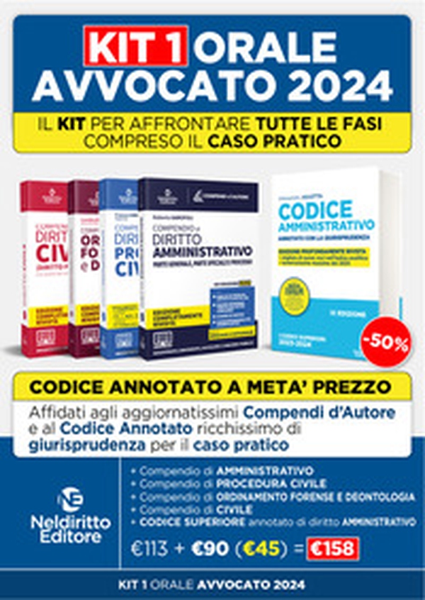 Speciale Orale Avvocato kit 4 compendi (Civile, Procedura Civile, Amministrativo, Ordinamento forense + Codice Amministrativo Annotato 2023) - Librerie.coop Speciale Orale Avvocato kit 4 compendi (Civile, Procedura Civile, Amministrativo, Ordinamento forense + Codice Amministrativo Annotato 2023) - Librerie.coop