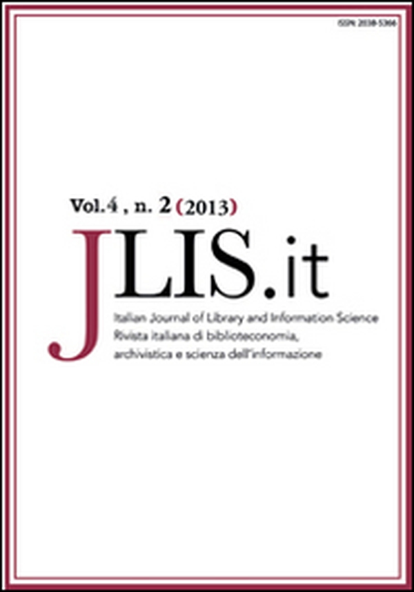 JLIS.it. Italian journal of library and information science-Rivista italiana di biblioteconomia, archivistiva e scienza dell'informazione - Librerie.coop JLIS.it. Italian journal of library and information science-Rivista italiana di biblioteconomia, archivistiva e scienza dell'informazione - Librerie.coop
