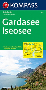 Carta stradale n. 335. Lago di Garda, Lago di Iseo-Gardasee, Iseosee 1:125.000 - Librerie.coop