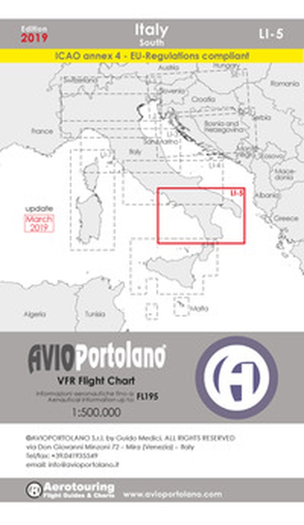 Avioportolano. VFR flight chart LI 5 Italy south. ICAO annex 4 - EU-Regulations compliant. Ediz. italiana e inglese - Librerie.coop Avioportolano. VFR flight chart LI 5 Italy south. ICAO annex 4 - EU-Regulations compliant. Ediz. italiana e inglese - Librerie.coop