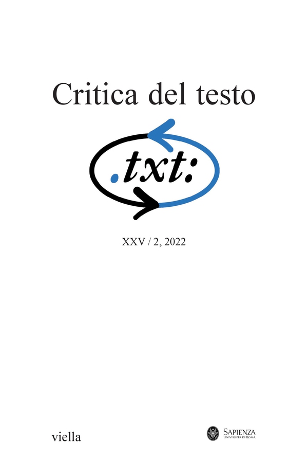 Critica del testo (2022) vol. 25/2 - Librerie.coop Critica del testo (2022) vol. 25/2 - Librerie.coop