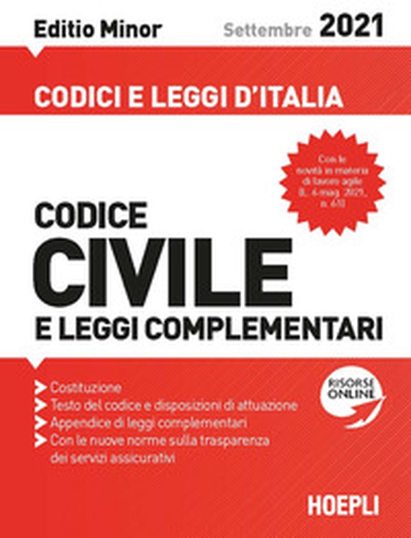 Codice civile e leggi complementari. Settembre 2021. Editio minor - Librerie.coop Codice civile e leggi complementari. Settembre 2021. Editio minor - Librerie.coop