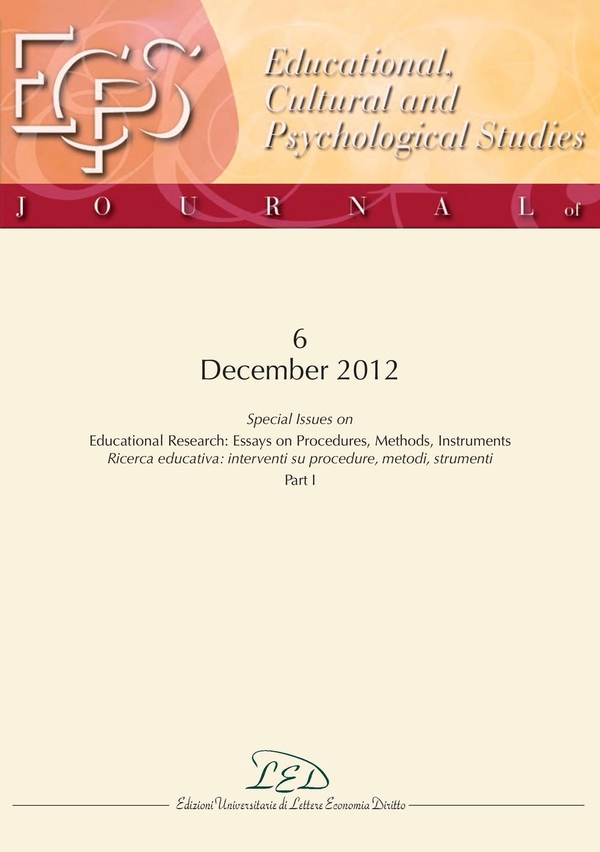 Journal of Educational, Cultural and Psychological Studies (ECPS Journal) No 6 (2012) - Librerie.coop Journal of Educational, Cultural and Psychological Studies (ECPS Journal) No 6 (2012) - Librerie.coop
