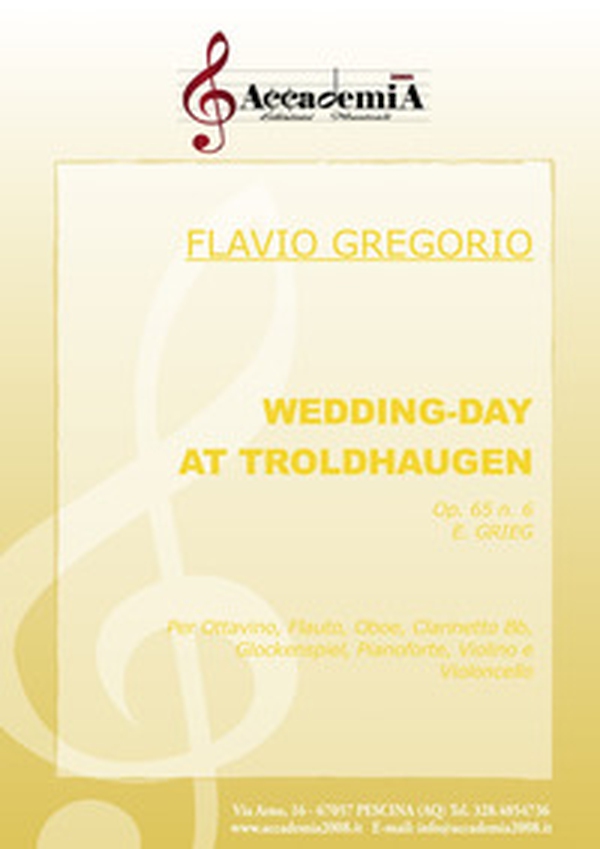Wedding day at troldhaugen. Op.65 n.6 E. Grieg. Per ottavino, flauto, oboe, clarinetto Bb, glockenspiel, pianoforte, violino e violoncello - Librerie.coop Wedding day at troldhaugen. Op.65 n.6 E. Grieg. Per ottavino, flauto, oboe, clarinetto Bb, glockenspiel, pianoforte, violino e violoncello - Librerie.coop