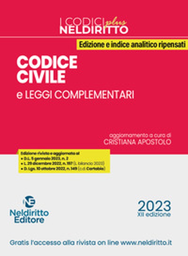 Codice civile e leggi complementari 2023 - Librerie.coop Codice civile e leggi complementari 2023 - Librerie.coop