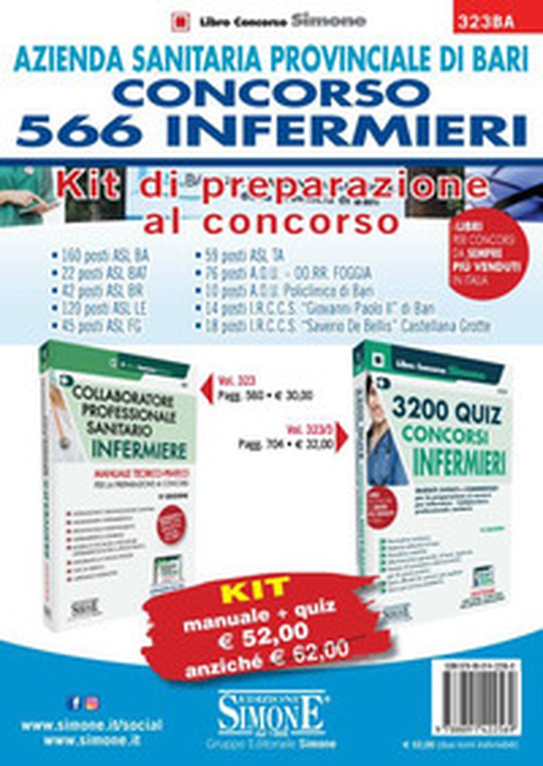 Azienda sanitaria provinciale di Bari. Concorso 566 infermieri. Kit di preparazione al concorso. Manuale + Quiz - Librerie.coop Azienda sanitaria provinciale di Bari. Concorso 566 infermieri. Kit di preparazione al concorso. Manuale + Quiz - Librerie.coop