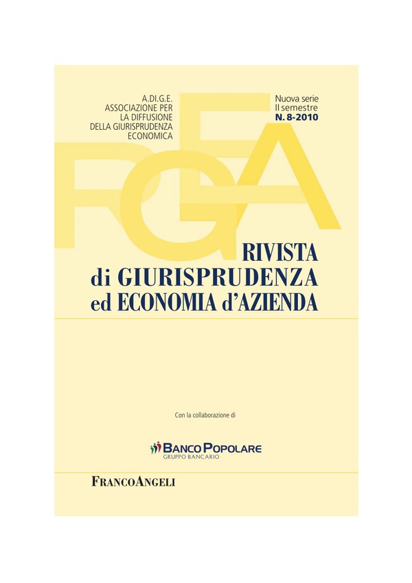 Rivista di Giurisprudenza ed Economia d'Azienda N. 8/2010 - Librerie.coop Rivista di Giurisprudenza ed Economia d'Azienda N. 8/2010 - Librerie.coop