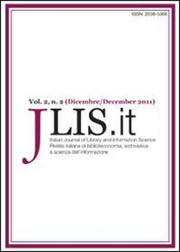 JLIS.it. Italian journal of library and information science-Rivista italiana di biblioteconomia, archivistica e scienza dell'informazione - Librerie.coop JLIS.it. Italian journal of library and information science-Rivista italiana di biblioteconomia, archivistica e scienza dell'informazione - Librerie.coop