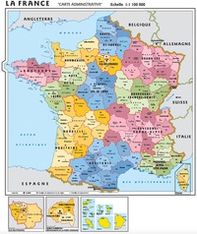 Francia 1:1.100.000. Carta murale scolastica fisico/politica con aste - Librerie.coop