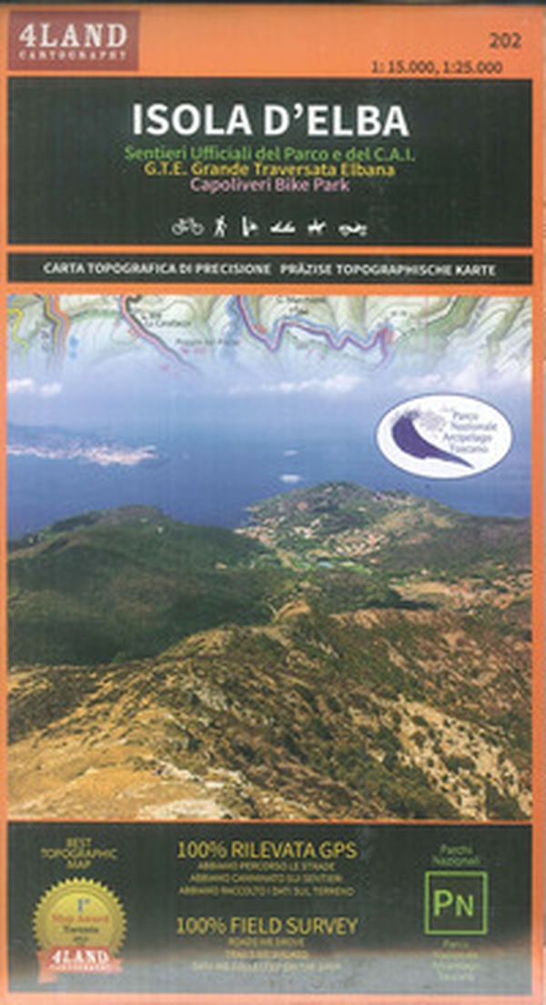 Isola d'Elba. Sentieri ufficiali del Parco e del CAI. G.T.E. Grande Traversata Elbana. Capoliveri bike park 1:25.000. Ediz. italiana, inglese e tedesca - Librerie.coop Isola d'Elba. Sentieri ufficiali del Parco e del CAI. G.T.E. Grande Traversata Elbana. Capoliveri bike park 1:25.000. Ediz. italiana, inglese e tedesca - Librerie.coop