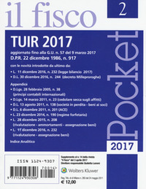 TUIR 2017. Testo unico delle imposte sui redditi - Librerie.coop TUIR 2017. Testo unico delle imposte sui redditi - Librerie.coop