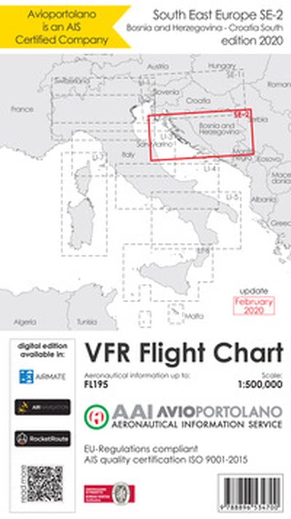 Avioportolano. VFR flight chart SE 2. South East Europe. Croatia south, Bosnia and Herzegovina. ICAO annex 4 - EU-Regulations compliant. Ediz. italiana e inglese - Librerie.coop Avioportolano. VFR flight chart SE 2. South East Europe. Croatia south, Bosnia and Herzegovina. ICAO annex 4 - EU-Regulations compliant. Ediz. italiana e inglese - Librerie.coop