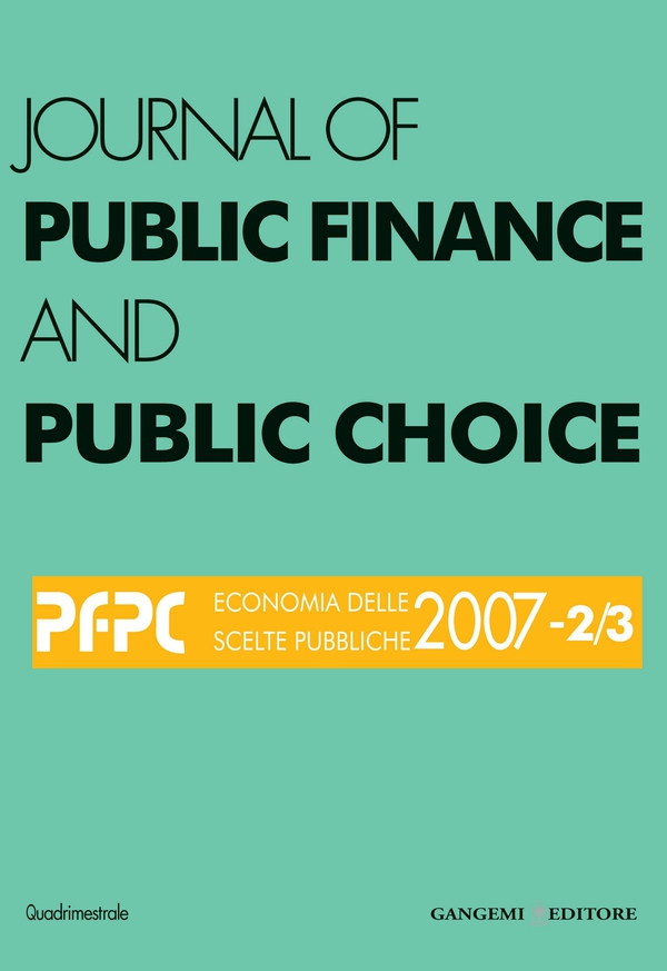Journal of public Finance and Public Choice n. 2-3/2007 - Librerie.coop Journal of public Finance and Public Choice n. 2-3/2007 - Librerie.coop