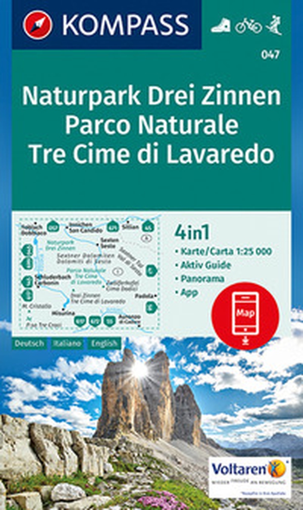 Carta escursionistica n. 047. Tre cime di Lavaredo 1:25.000. Ediz. tedesca, italiana e inglese - Librerie.coop Carta escursionistica n. 047. Tre cime di Lavaredo 1:25.000. Ediz. tedesca, italiana e inglese - Librerie.coop