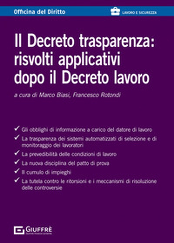 Il decreto trasparenza: risvolti applicativi dopo il decreto lavoro - Librerie.coop Il decreto trasparenza: risvolti applicativi dopo il decreto lavoro - Librerie.coop