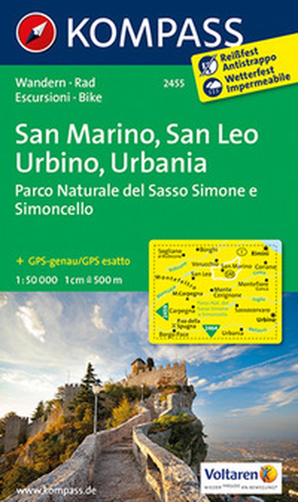 Carta escursionistica n. 2455 - San Marino, San Leo, Urbino, Urbania, 1:50.000 - Librerie.coop Carta escursionistica n. 2455 - San Marino, San Leo, Urbino, Urbania, 1:50.000 - Librerie.coop