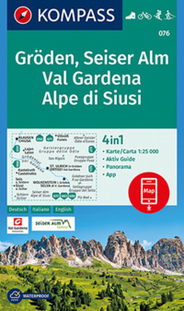 Carta escursionistica n. 076. Val Gardena, Alpe di Siusi 1:25.000 Ediz. italiana, tedesca e inglese - Librerie.coop Carta escursionistica n. 076. Val Gardena, Alpe di Siusi 1:25.000 Ediz. italiana, tedesca e inglese - Librerie.coop