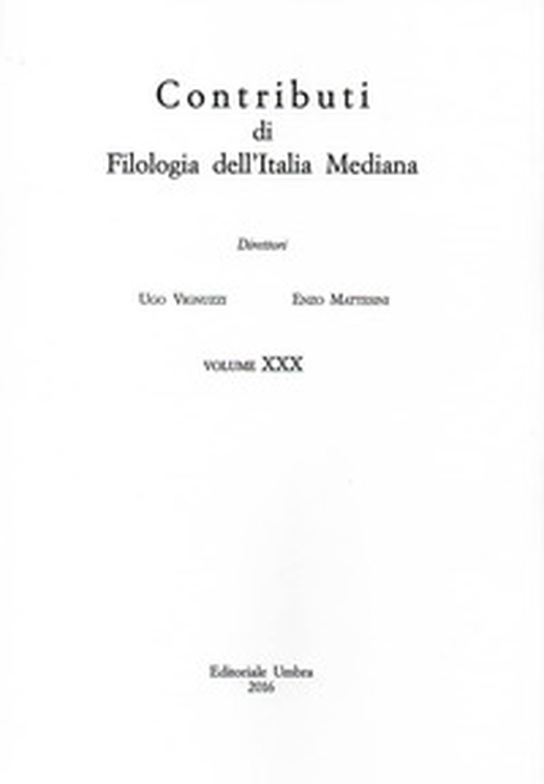 Contributi di filologia dell'Italia mediana - Vol. 30 - Librerie.coop Contributi di filologia dell'Italia mediana - Vol. 30 - Librerie.coop