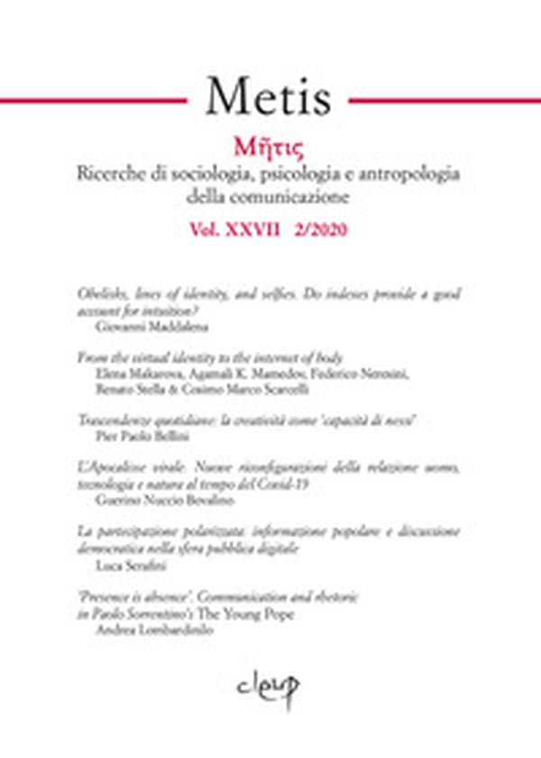 Metis. Ricerche di sociologia, psicologia e antropologia della comunicazione - Librerie.coop Metis. Ricerche di sociologia, psicologia e antropologia della comunicazione - Librerie.coop