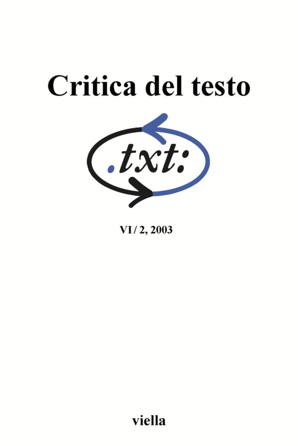 Critica del testo (2003) Vol. 6/2 - Librerie.coop Critica del testo (2003) Vol. 6/2 - Librerie.coop