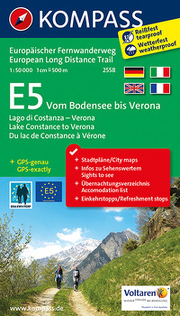 Carta Tour n. 2558 - E5 Dal Lago di Costanza fino a Verona 1:50.000. Ediz. tedesca, italiana, inglese e francese - Librerie.coop Carta Tour n. 2558 - E5 Dal Lago di Costanza fino a Verona 1:50.000. Ediz. tedesca, italiana, inglese e francese - Librerie.coop