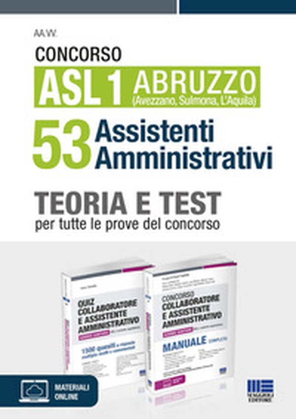 Concorso ASL 1 Abruzzo (Avezzano, Sulmona, L'Aquila) 53 Assistenti Amministrativi. Teoria e test per tutte le prove del concorso. Kit - Librerie.coop Concorso ASL 1 Abruzzo (Avezzano, Sulmona, L'Aquila) 53 Assistenti Amministrativi. Teoria e test per tutte le prove del concorso. Kit - Librerie.coop