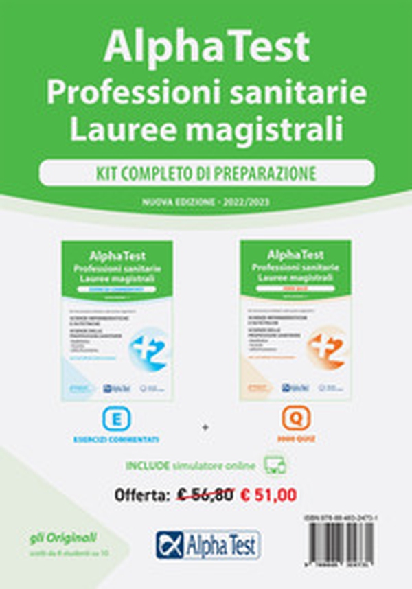 Alpha Test. Professioni sanitarie. Lauree magistrali. Kit: Esercizi commentati-3000 quiz - Librerie.coop Alpha Test. Professioni sanitarie. Lauree magistrali. Kit: Esercizi commentati-3000 quiz - Librerie.coop