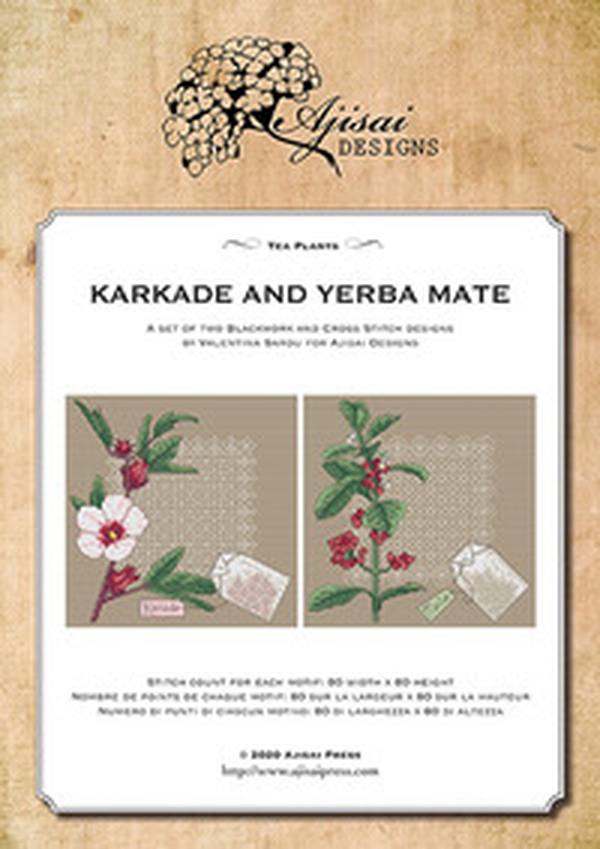 Tea plants. Karkade and yerba mate. Cross stitch and blackwork designs - Librerie.coop Tea plants. Karkade and yerba mate. Cross stitch and blackwork designs - Librerie.coop